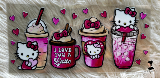 Kitty Latte 16 oz Glass Wrap