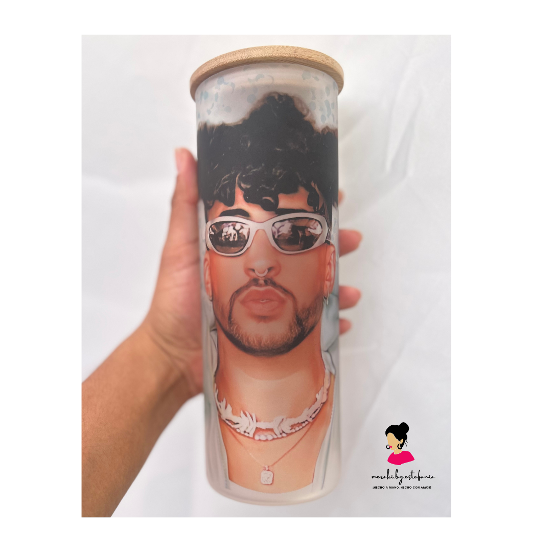 Bad Bunny 25 oz Glass Tumbler