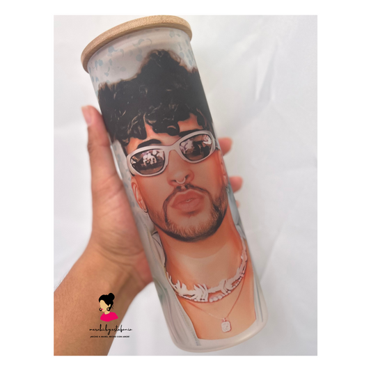 Bad Bunny 25 oz Glass Tumbler