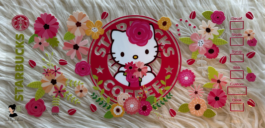 Kitty Flowers 16 oz Glass Wrap